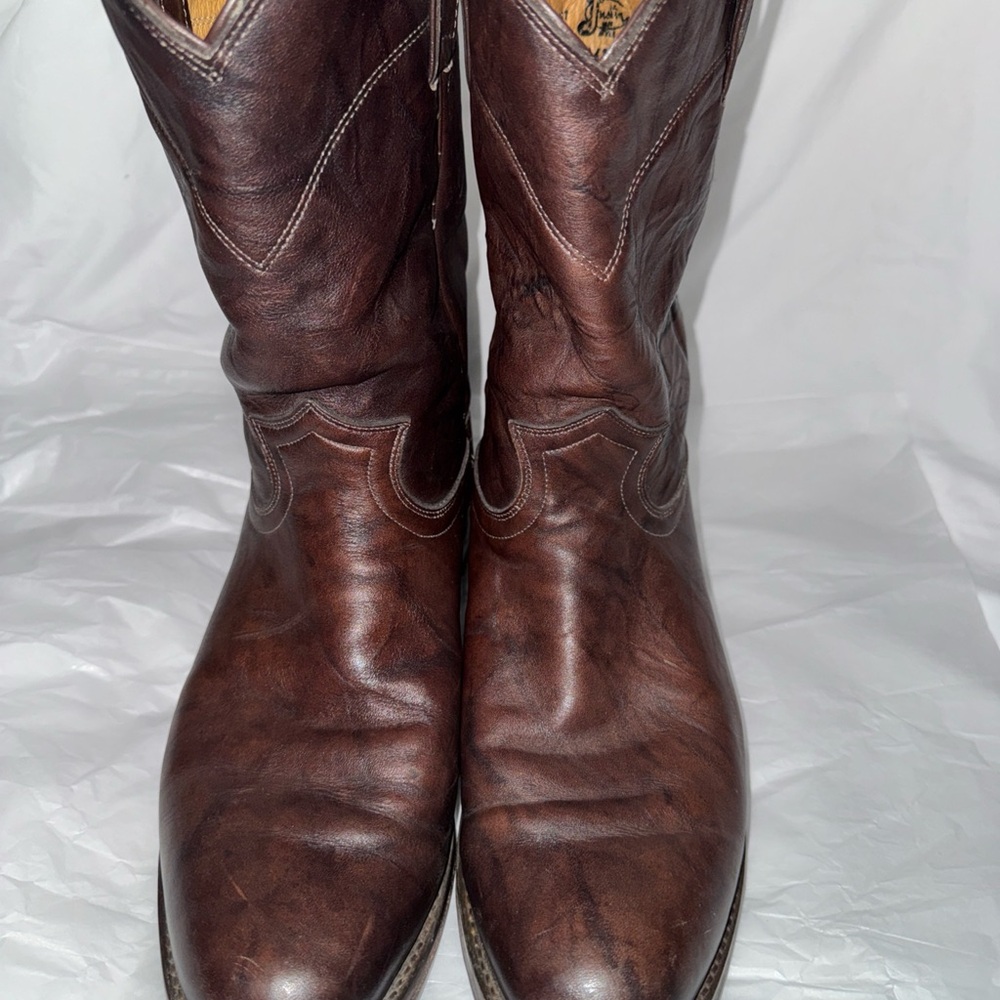 Justin Boots Dark Brown Leather Western Boots
